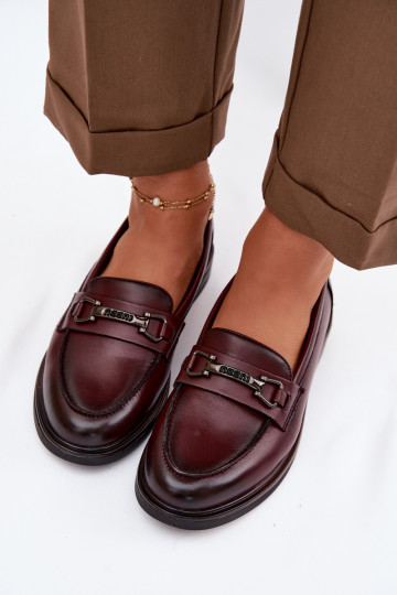 Piel mocasines de mujer Vinceza 39983 borgoña