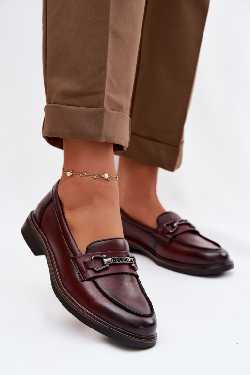 Piel mocasines de mujer Vinceza 39983 borgoña