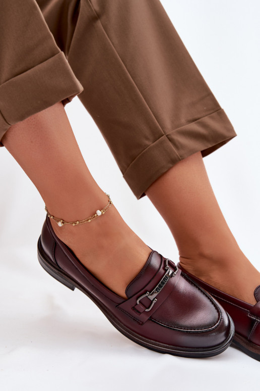 Piel mocasines de mujer Vinceza 39983 borgoña