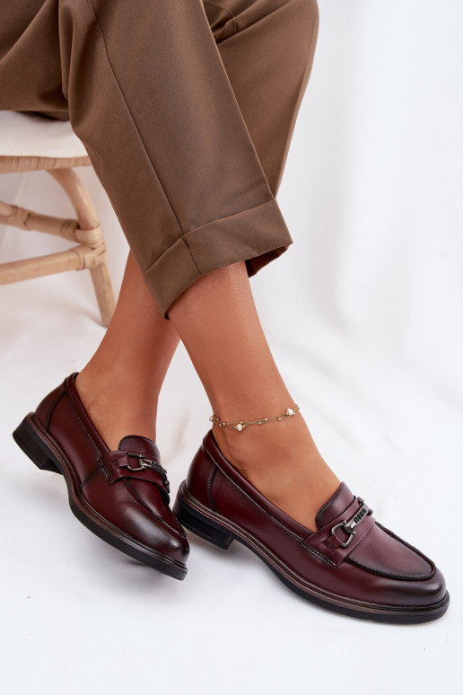 Piel mocasines de mujer Vinceza 39983 borgoña