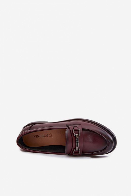 Piel mocasines de mujer Vinceza 39983 borgoña