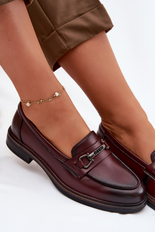 Piel mocasines de mujer Vinceza 39983 borgoña