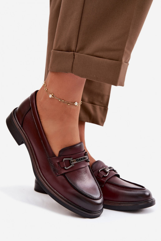 Piel mocasines de mujer Vinceza 39983 borgoña