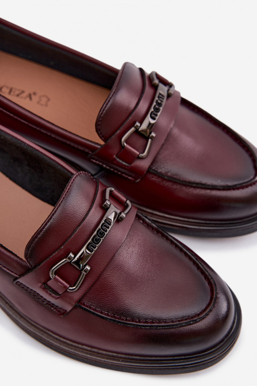 Piel mocasines de mujer Vinceza 39983 borgoña