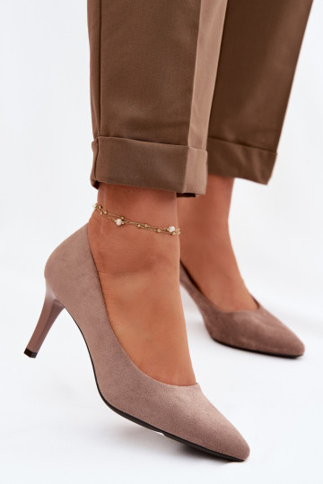 zapatos de tacón alto de gamuza ecológicaoAe Sergio Leone 1336 color marrón 2