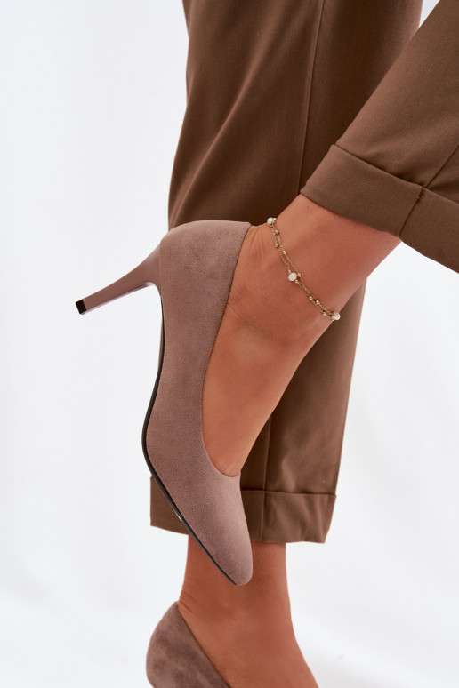 zapatos de tacón alto de gamuza ecológicaoAe Sergio Leone 1336 color marrón