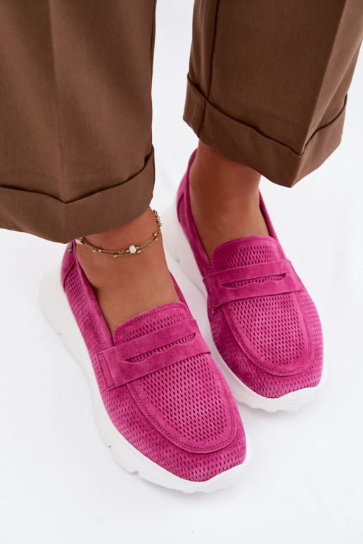 mocasines de mujerActivadoturalnego de gamuzau con una plataforma Vinceza 79626 color rosa