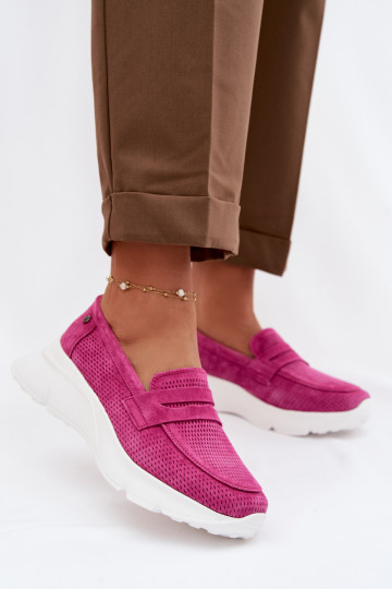 mocasines de mujerActivadoturalnego de gamuzau con una plataforma Vinceza 79626 color rosa 2