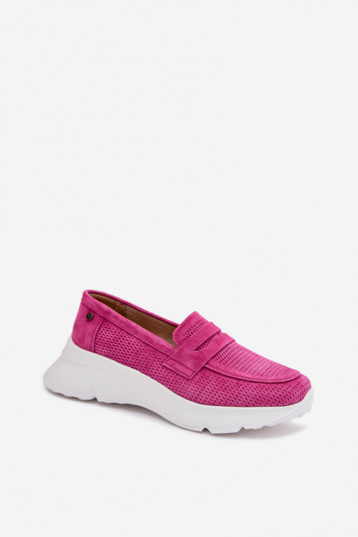 mocasines de mujerActivadoturalnego de gamuzau con una plataforma Vinceza 79626 color rosa