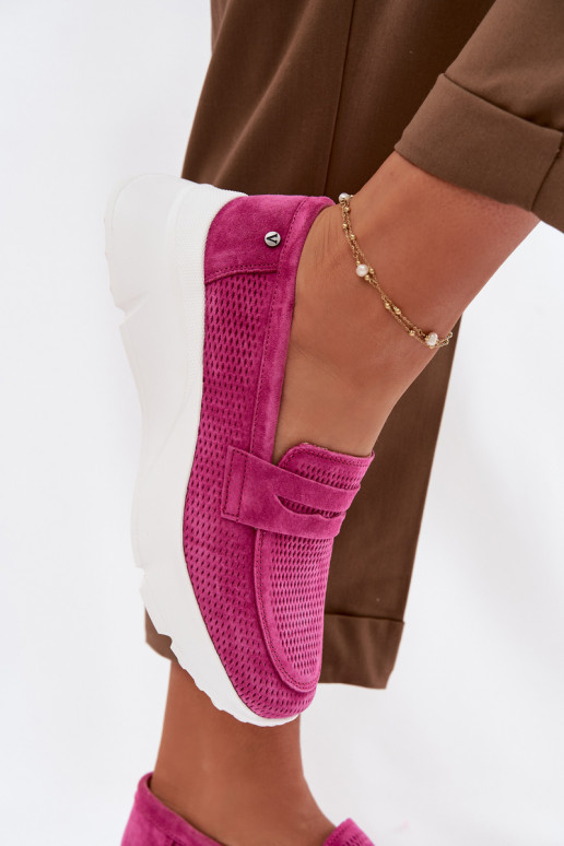 mocasines de mujerActivadoturalnego de gamuzau con una plataforma Vinceza 79626 color rosa