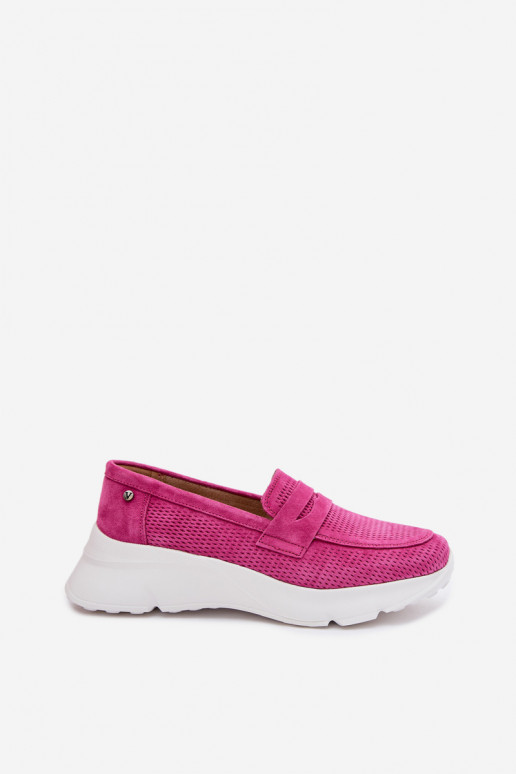 mocasines de mujerActivadoturalnego de gamuzau con una plataforma Vinceza 79626 color rosa