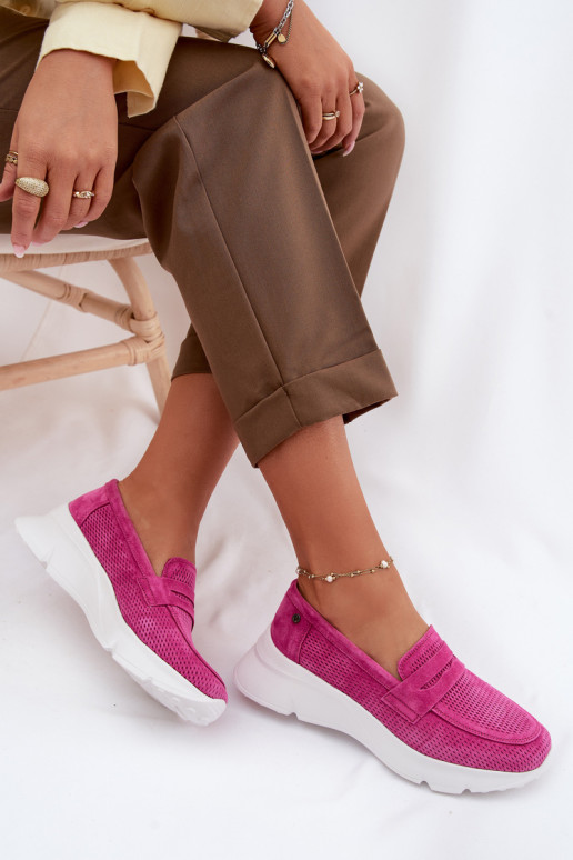 mocasines de mujerActivadoturalnego de gamuzau con una plataforma Vinceza 79626 color rosa