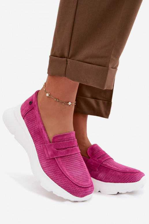 mocasines de mujerActivadoturalnego de gamuzau con una plataforma Vinceza 79626 color rosa