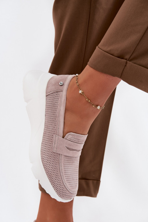 mocasines de mujerActivadoturalnego de gamuzau con una plataforma Vinceza 79626 beige