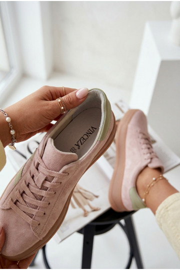 Zapatillas modelo zapatos. FemeninoActivadoturalnego de gamuzau con una plataforma Vinceza 79597 color rosa 2