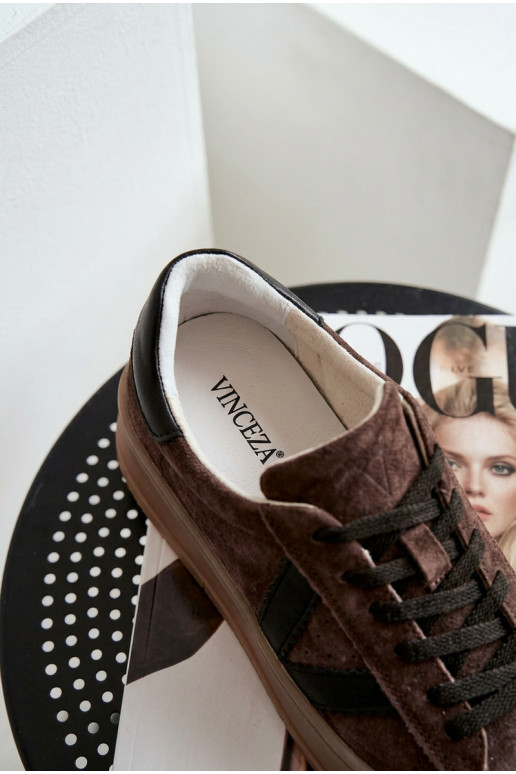 Zapatillas modelo zapatos. FemeninoActivadoturalnego de gamuzau con una plataforma Vinceza 79597 color marrón