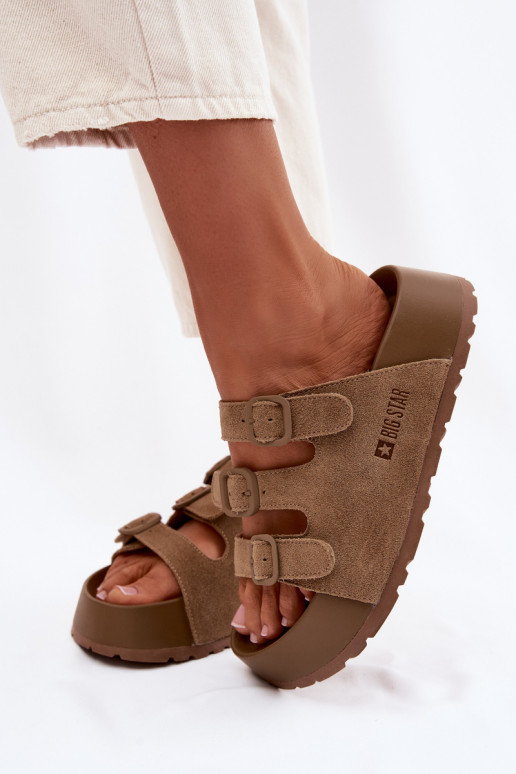 zapatillas de mujer con una plataforma con rayas Big Star TT274530 color marrón