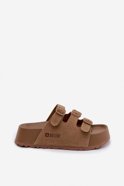 zapatillas de mujer con una plataforma con rayas Big Star TT274530 color marrón