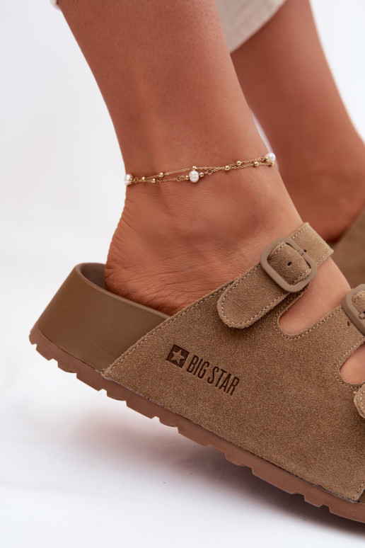 zapatillas de mujer con una plataforma con rayas Big Star TT274530 color marrón