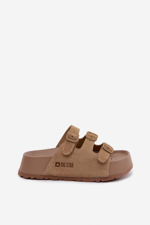 zapatillas de mujer con una plataforma con rayas Big Star TT274529 beige