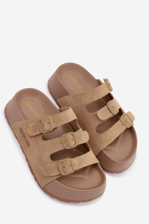 zapatillas de mujer con una plataforma con rayas Big Star TT274529 beige