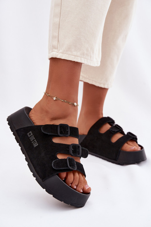 zapatillas de mujer con una plataforma con rayas Big Star TT274531 de color negro