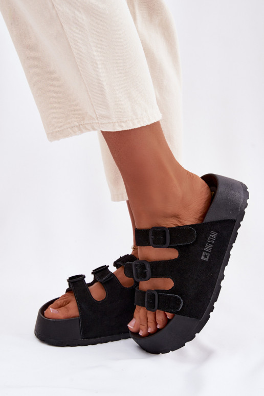 zapatillas de mujer con una plataforma con rayas Big Star TT274531 de color negro