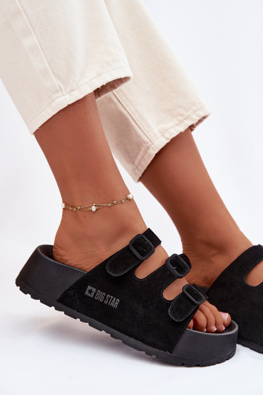 zapatillas de mujer con una plataforma con rayas Big Star TT274531 de color negro