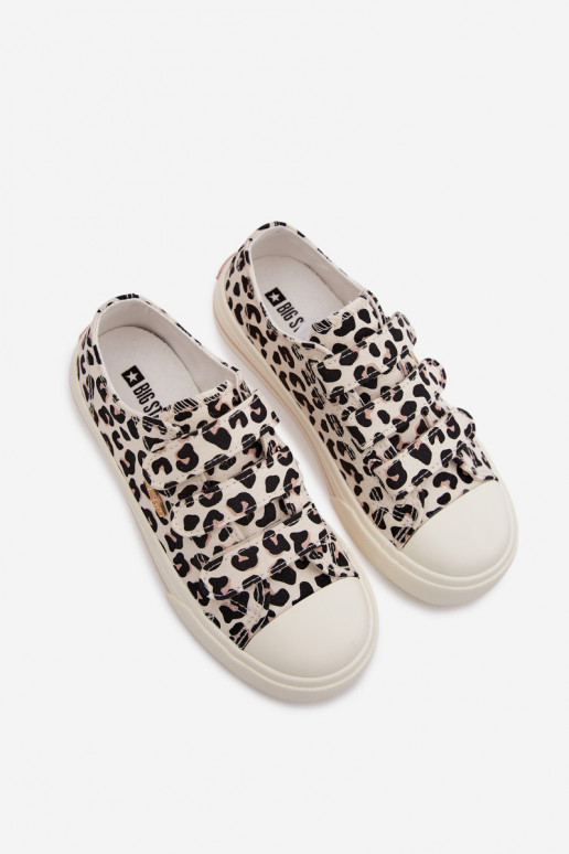 zapatos casuales Infantil con sujetadores adhesivos Big Star TT374171 con estampados de piel de leopardo