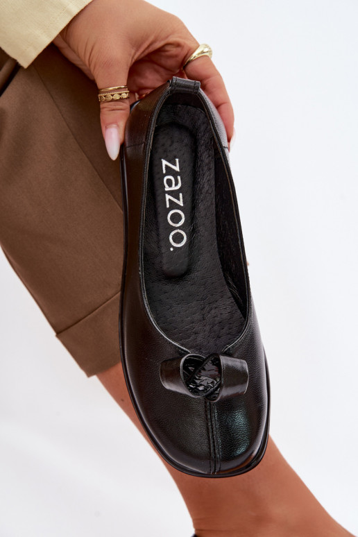 Piel zapatos Femenino Zazoo 379 de color negro