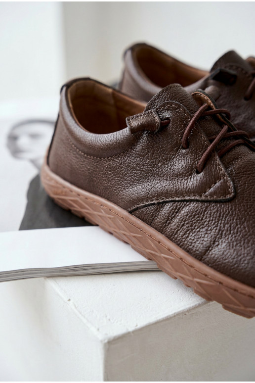 Piel zapatos Barefoot Femenino Zazoo 10189 CzekoladoAe