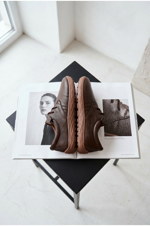 Piel zapatos Barefoot Femenino Zazoo 10189 CzekoladoAe