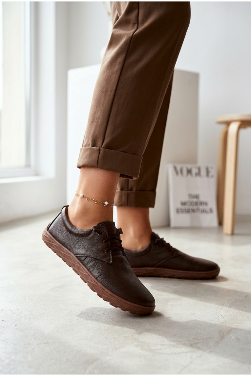 Piel zapatos Barefoot Femenino Zazoo 10189 CzekoladoAe