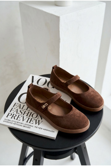 Piel Bailarinas de ante Barefoot con correas Zazoo 10206 CzekoladoAe