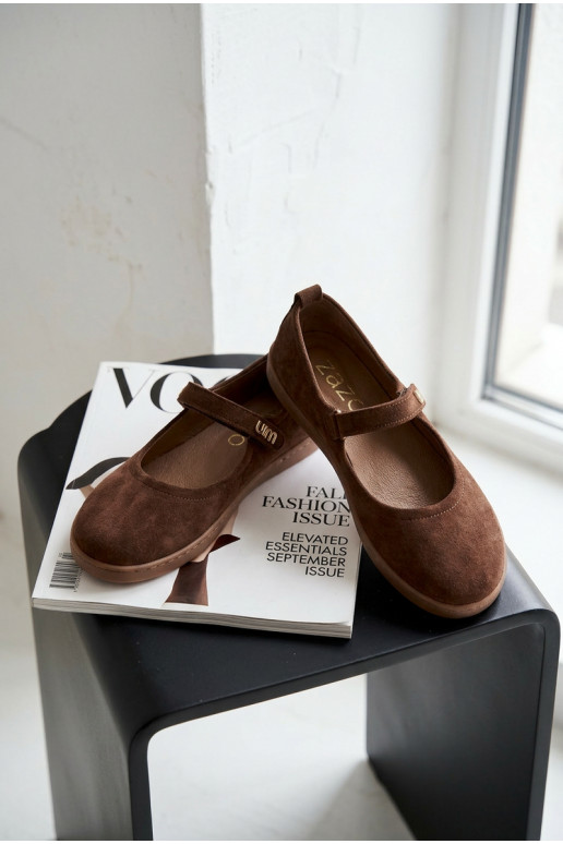 Piel Bailarinas de ante Barefoot con correas Zazoo 10206 CzekoladoAe