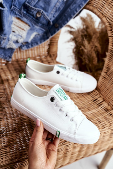Zapatillas de cuero para mujer Big Star GG274006 color blanco-verde 2