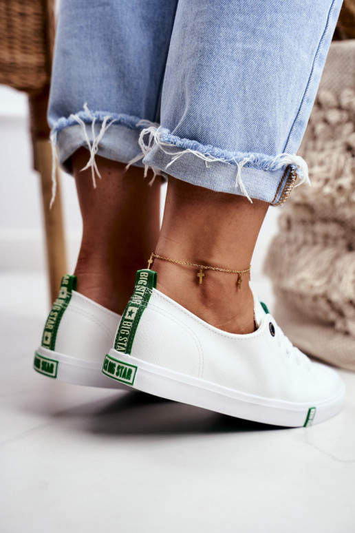 Zapatillas de piel para mujer. Big Star GG274006 Blanco-color verde