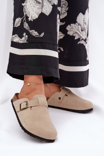 zapatillas de gamuza Zuecos Femenino con hebillas Big Star RR274A385 beige
