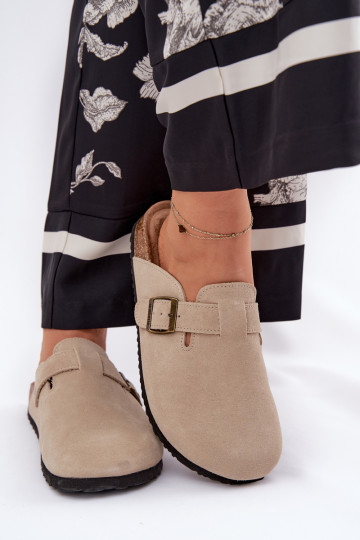 zapatillas de gamuza Zuecos Femenino con hebillas Big Star RR274A385 beige 2