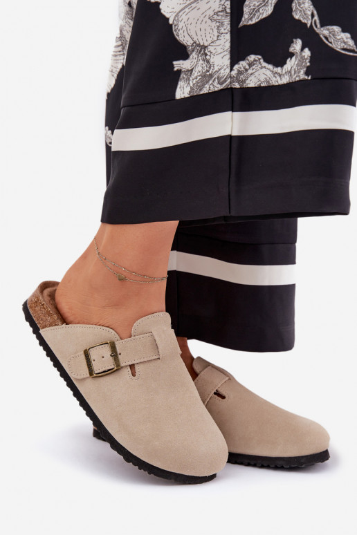 zapatillas de gamuza Zuecos Femenino con hebillas Big Star RR274A385 beige