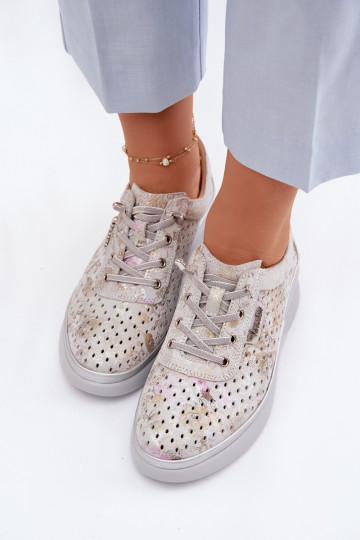 Ante calado zapatos Femenino Vinceza 79603 color gris