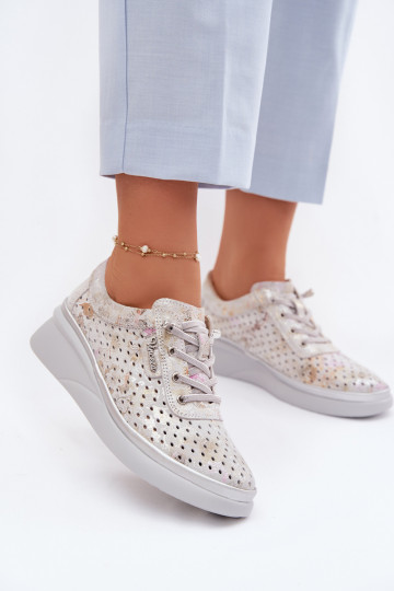 Zapatos de ante con calados Vinceza 79603 color gris 2