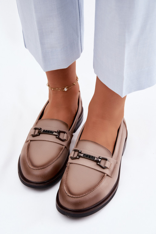 Piel mocasines de mujer Vinceza 39983 beige