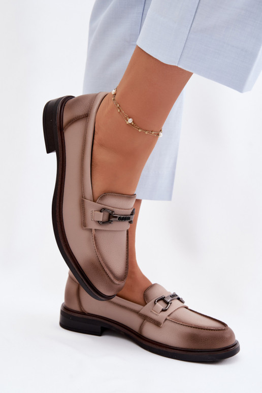 Piel mocasines de mujer Vinceza 39983 beige