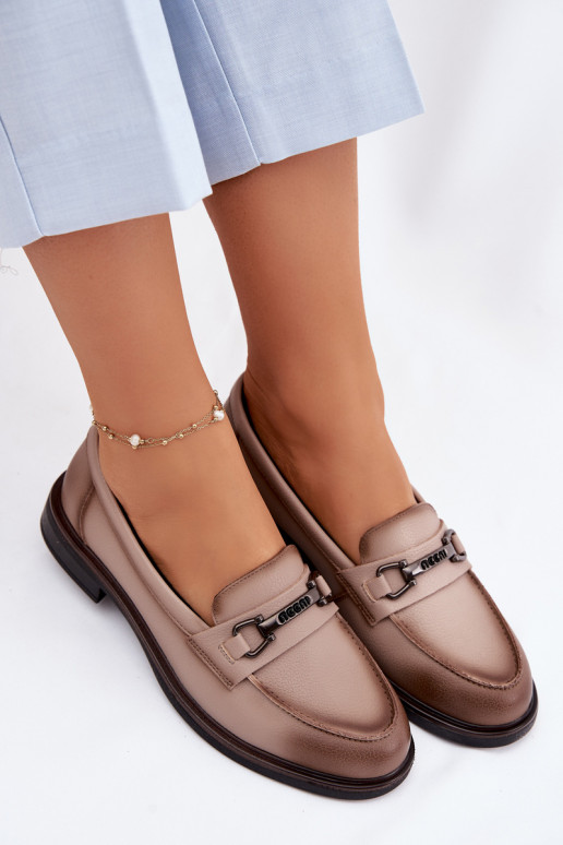 Piel mocasines de mujer Vinceza 39983 beige