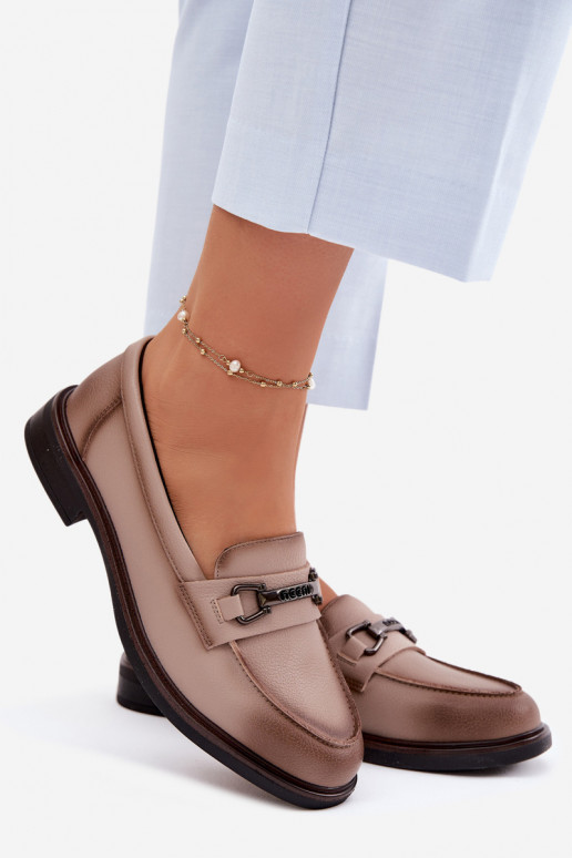 Piel mocasines de mujer Vinceza 39983 beige