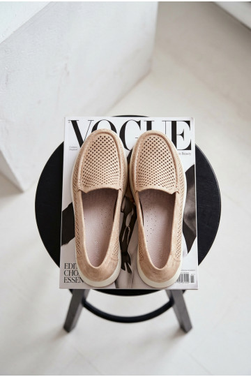 Mocasines para mujer con detalles de perforación Sergio Leone MK097H color dorado