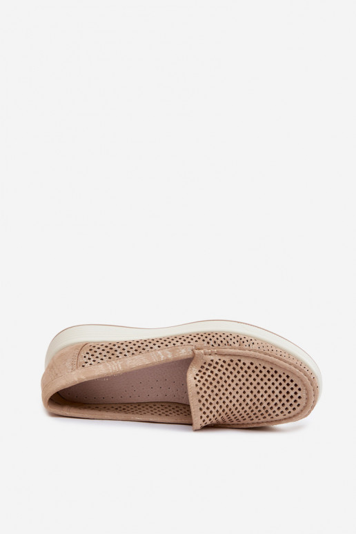 Mocasines para mujer con detalles de perforación Sergio Leone MK097H color dorado