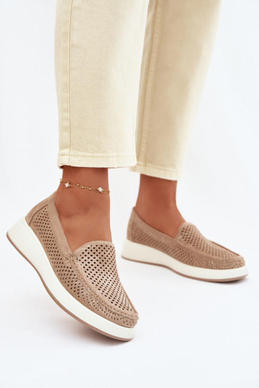 Mocasines para mujer con detalles de perforación Sergio Leone MK097H color dorado