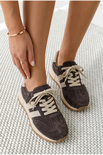 Zapatillas de cuero sintético marrones para mujeres 2